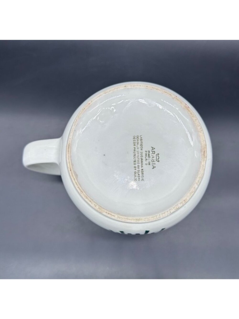 Vintage Arabia Finland Heluna Cow Bull Ceramic Pitcher White Green 48 Oz MCM - Picture 7 of 10